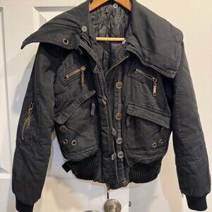 Y2K oversized Black bomber Jacket